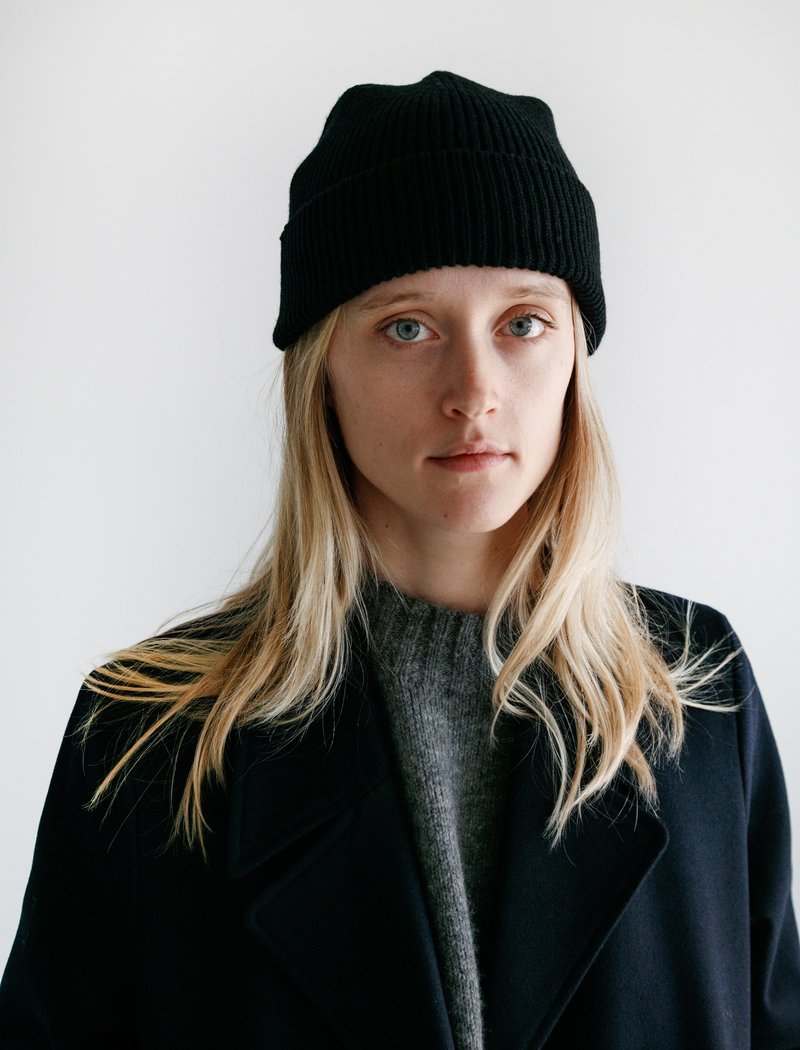 Margaret Howell AW18 Merino Cashmere Fine Rib Hat - Black | Garmentory