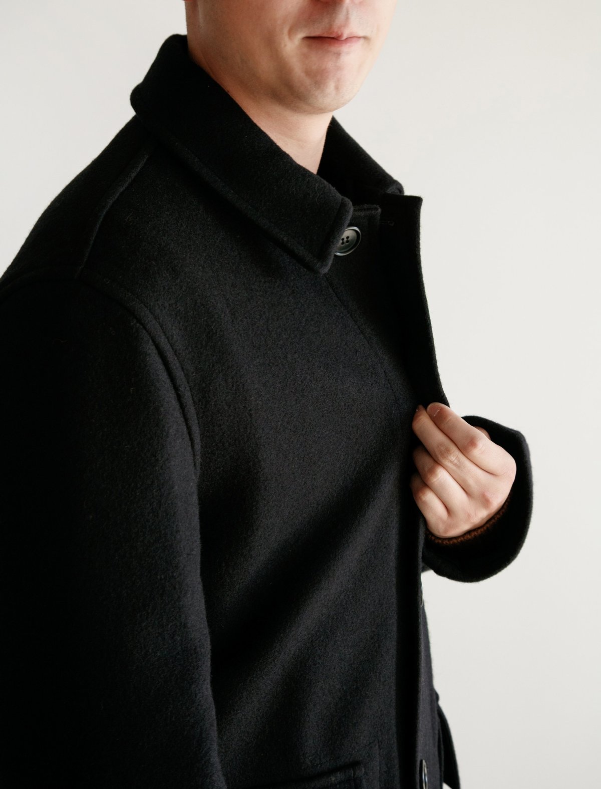 Margaret Howell Military Melton Worker Coat - Midnight | Garmentory