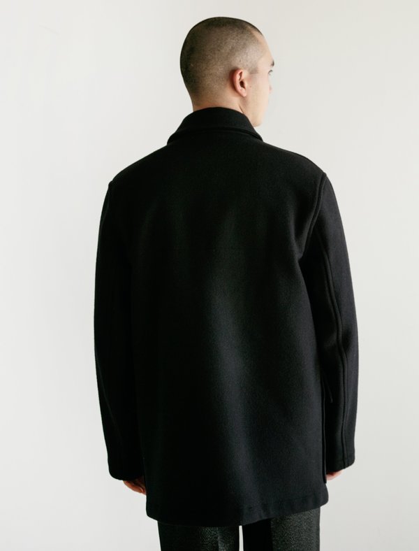 Margaret Howell Military Melton Worker Coat - Midnight | Garmentory