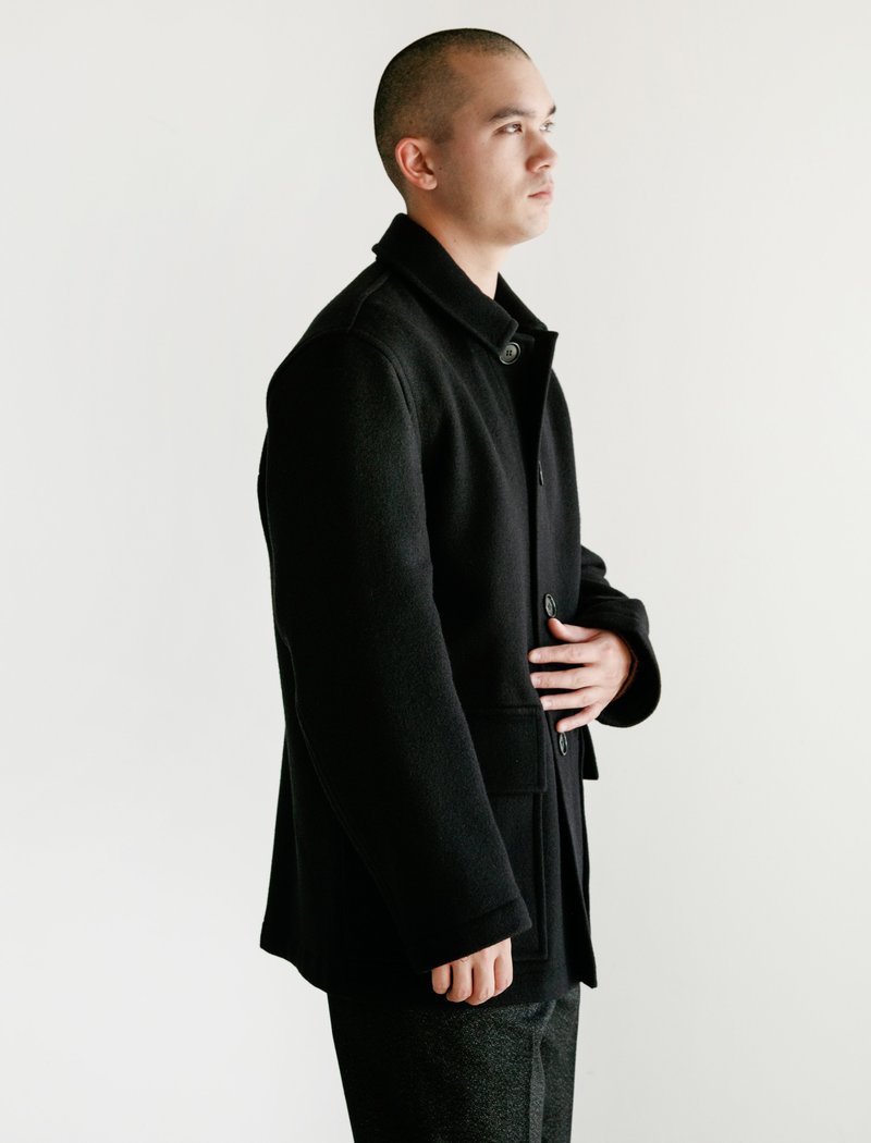 Margaret Howell Military Melton Worker Coat - Midnight | Garmentory
