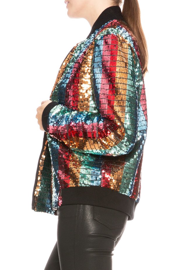 rainbow sequin bomber jacket