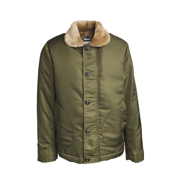 Freemans Sporting Club N1 Shearling Deck Nylon Jacket - Olive 