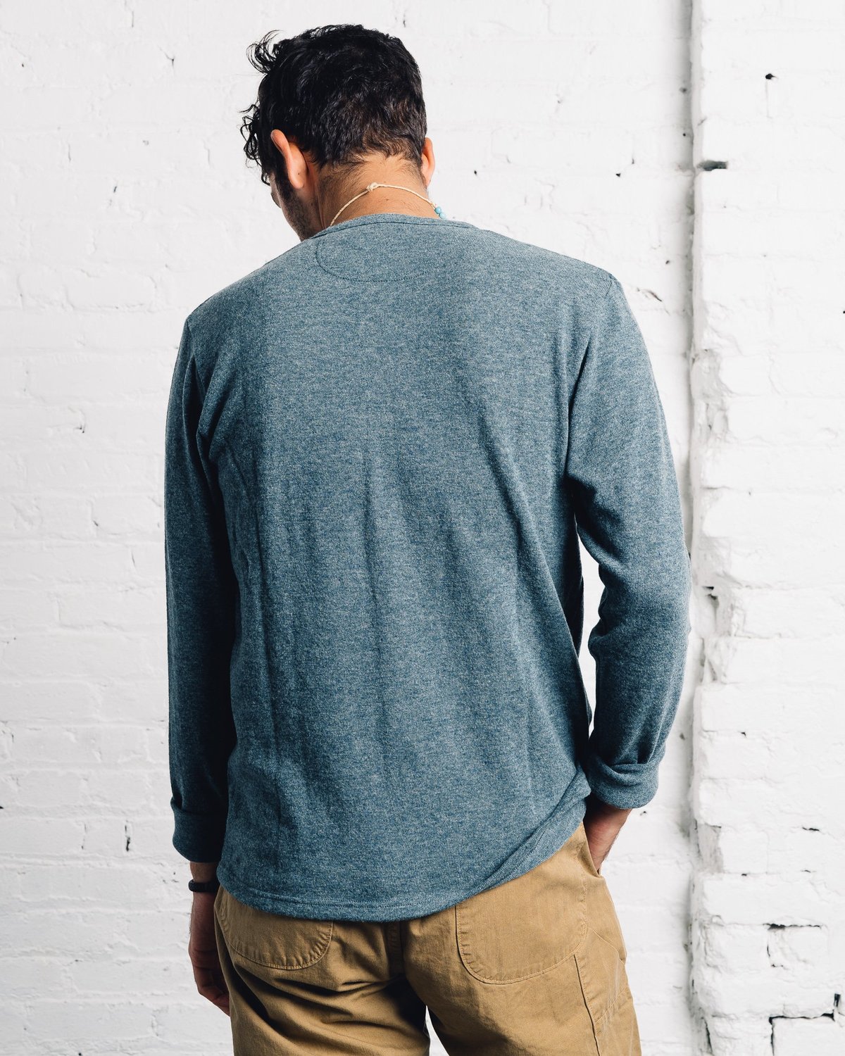 Kapital Lamb Wool Henley - Turquoise | Garmentory