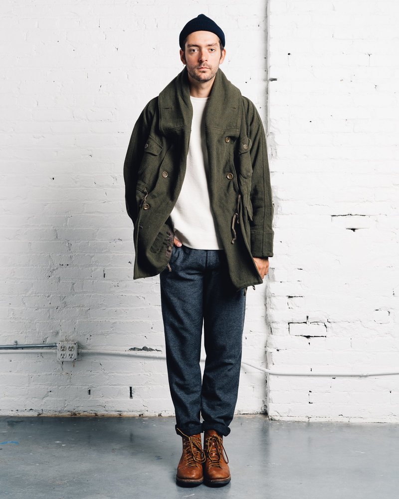 Kapital Vintage Melton Wool Ring Coat - Khaki | Garmentory