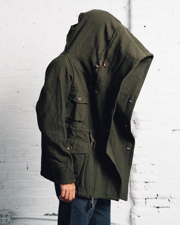 Kapital Vintage Melton Wool Ring Coat - Khaki | Garmentory Kapital Vintage Melton Wool Ring Coat - Khaki | Garmentory