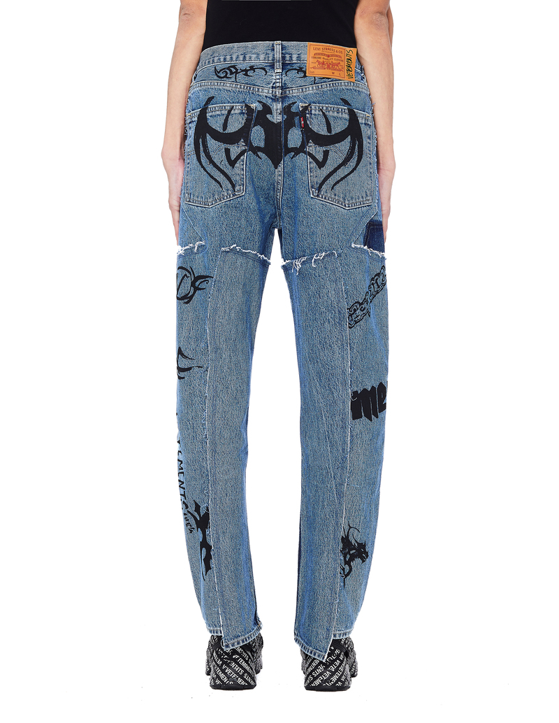 Vetements Tattooed Jeans Navy Blue