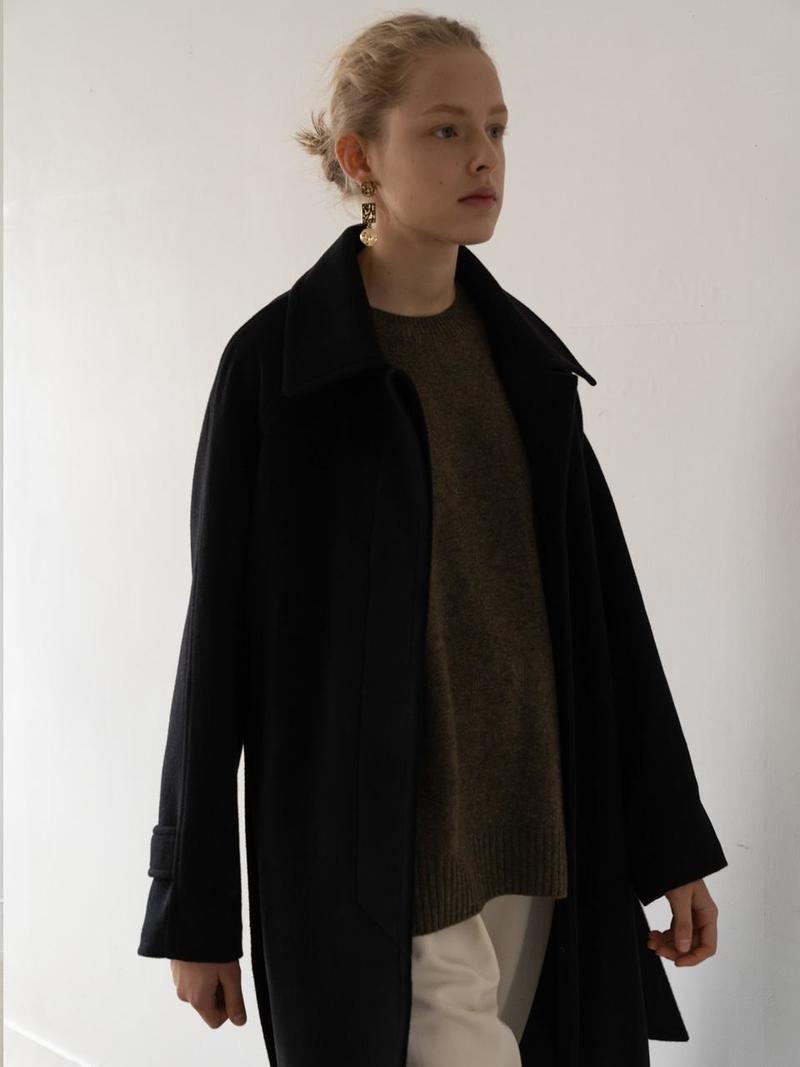 ジャケット・アウター [ESSENTIAL] Cashmere Single Coat KINDERSALMON|^|[Essential] Cashmere Single Coat Black