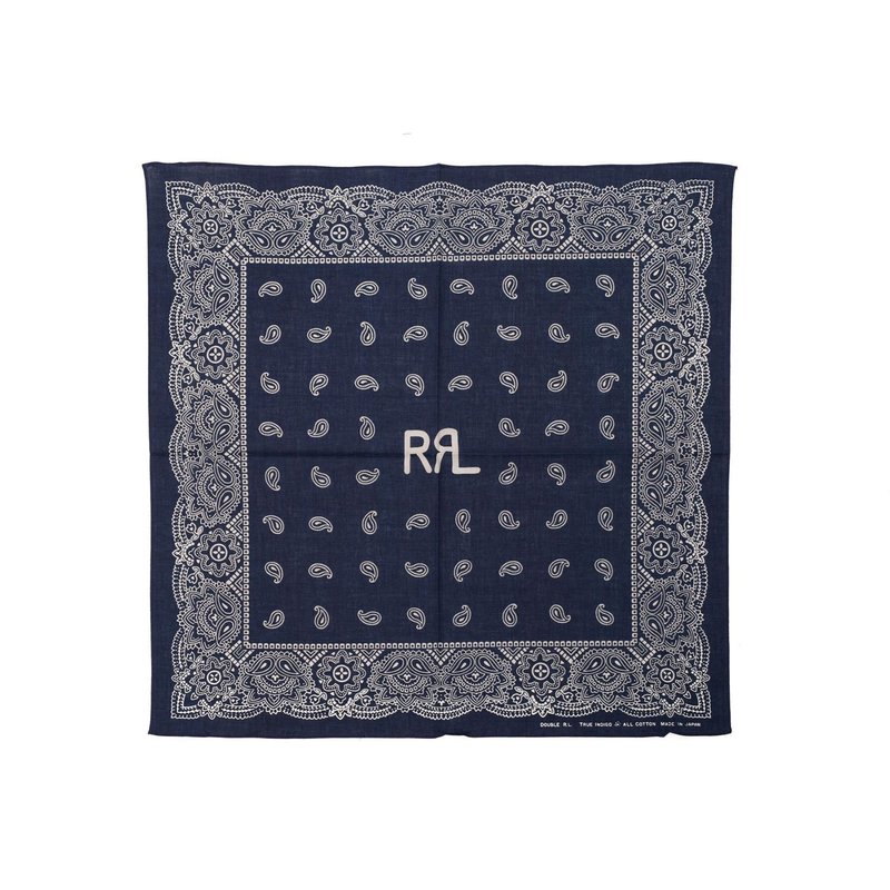 RRL Paisley-Print Cotton Bandana - Washed Indigo | Garmentory