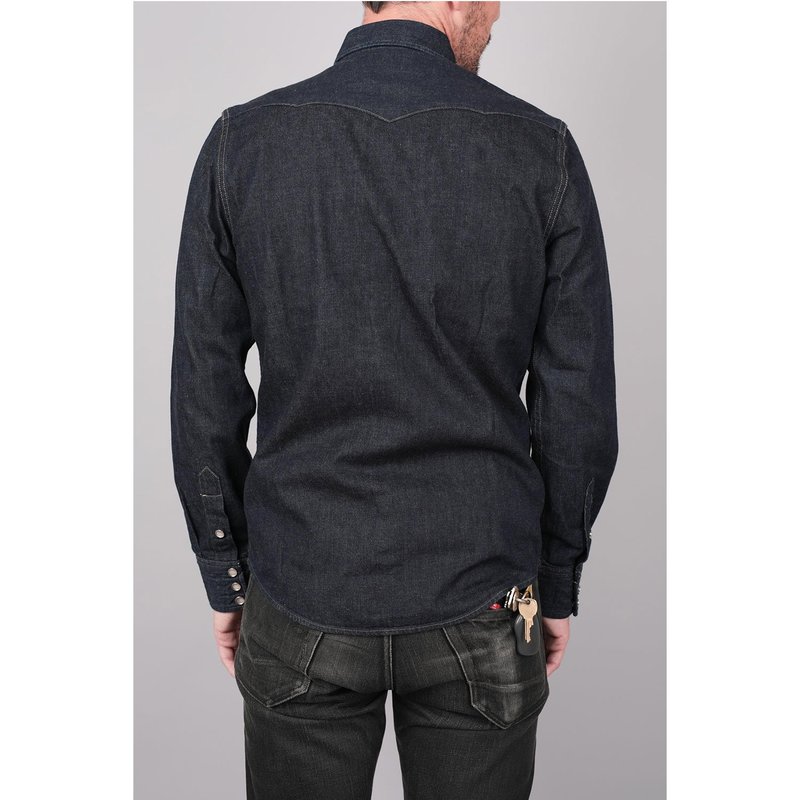 RRL Slim Fit Denim Western Shirt - Raw Indigo | Garmentory