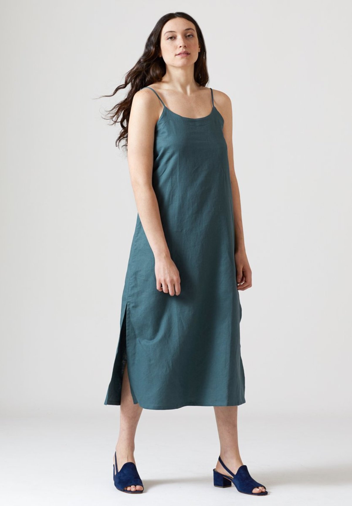 North Of West Linen Slip Dress - Deep Forest | Garmentory