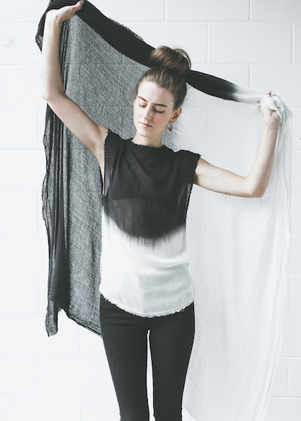 Dolan Oversized Dip Dye Scarf in Khol / Dove Dolan Oversized Dip Dye Scarf in Khol / Dove