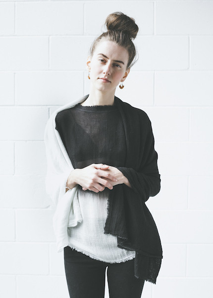 Dolan Oversized Dip Dye Scarf in Khol / Dove Dolan Oversized Dip Dye Scarf in Khol / Dove
