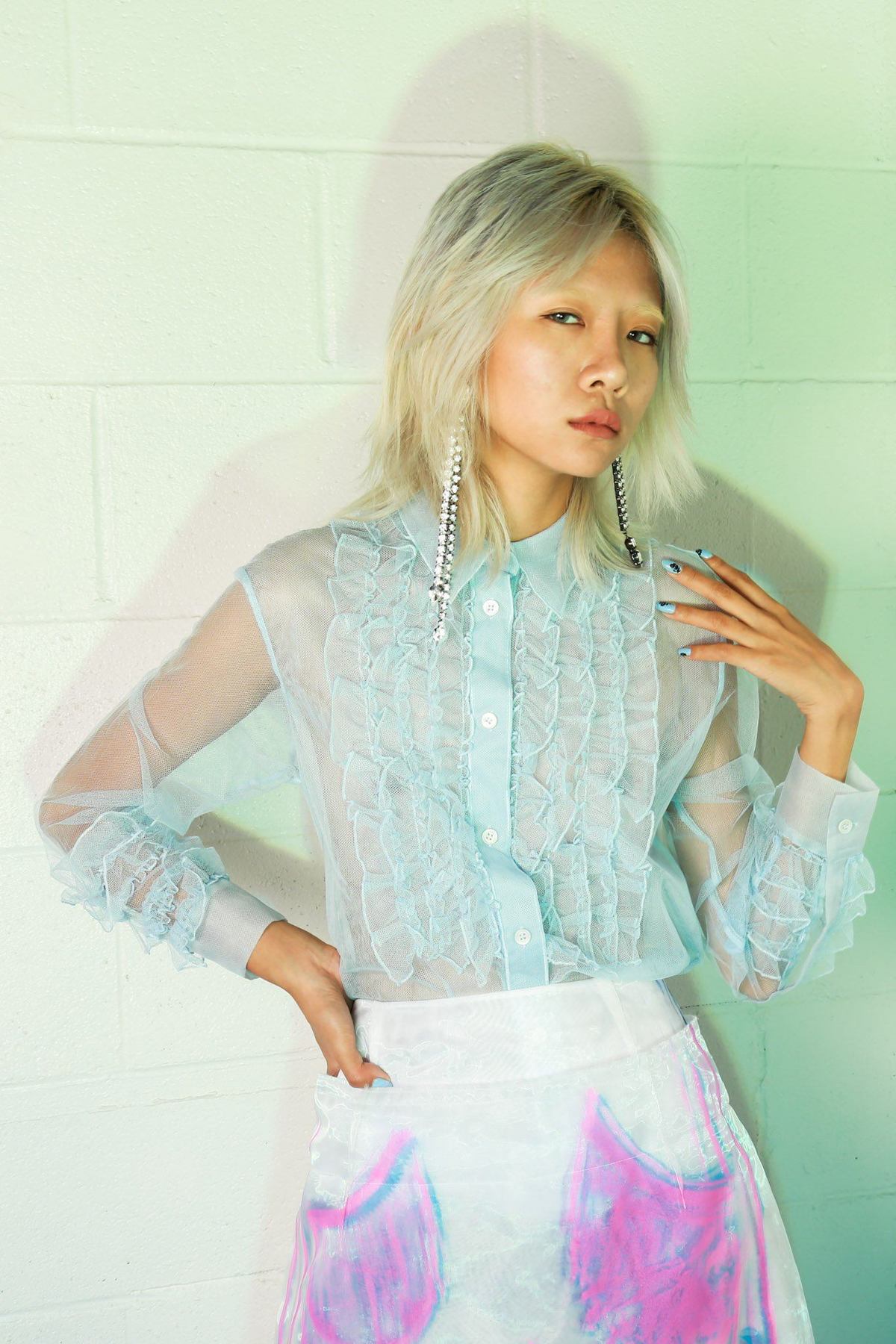 トップス enewd nina asymmetry frill blouse t Alexa-Chung-Frill-Detail-