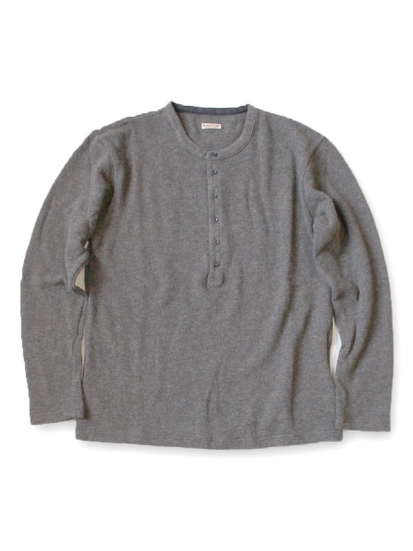 Kapital Lambs Wool Jersey Henley Tee - Light Gray | Garmentory