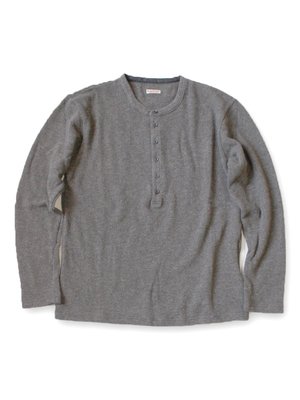 Kapital Lambs Wool Jersey Henley Tee - Light Gray | Garmentory