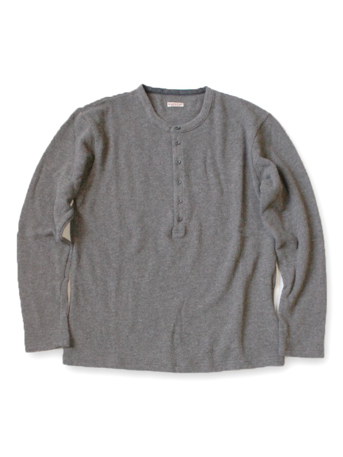 Wool Jersey Henley L/S Tee グレー Kapital Lambs Wool Jersey Henley Tee - Light Gray | Garmentory