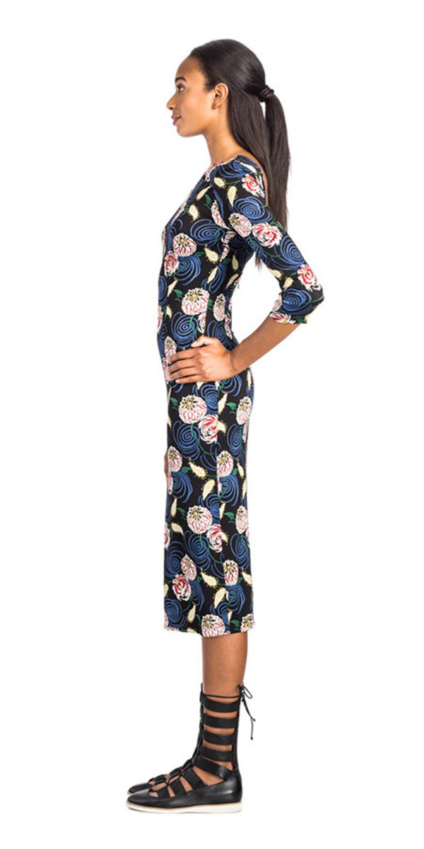 suno silk floral sheath dress SUNO Size 2 Black Blue Silk Elastane Abstract floral Sleeveless Dress  Sui  Generis Designer Consignment