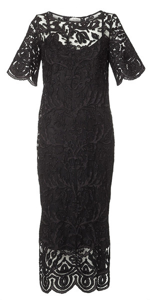 SUNO BLACK LACE APPLIQUE EMBROIDERY DRESS | Garmentory