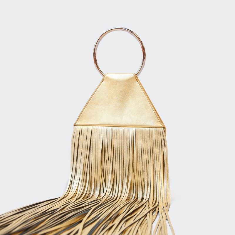 KARA Fringe Ring Bag Gold Garmentory