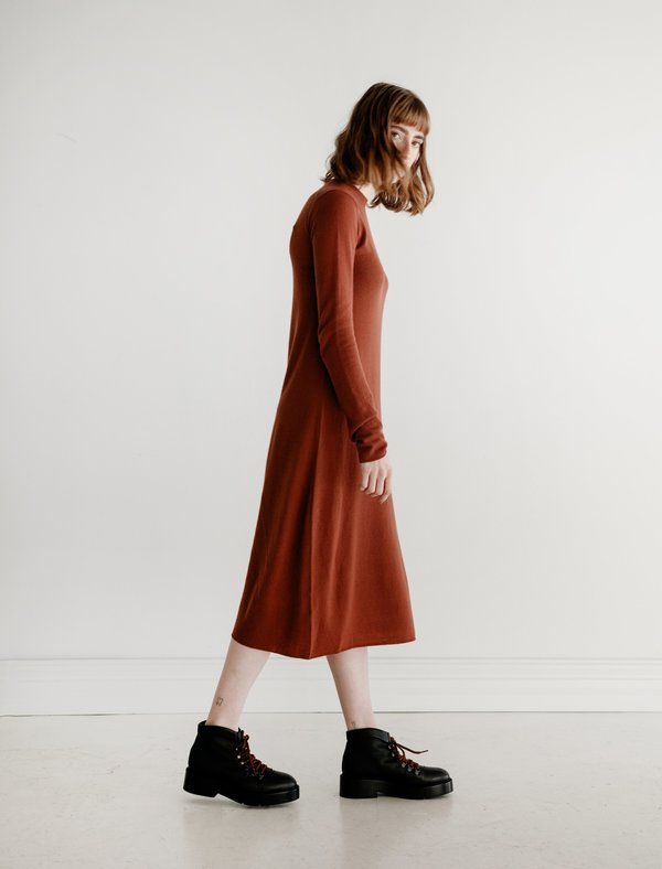 Auralee Super Soft Wool Dress - Red Brown | Garmentory