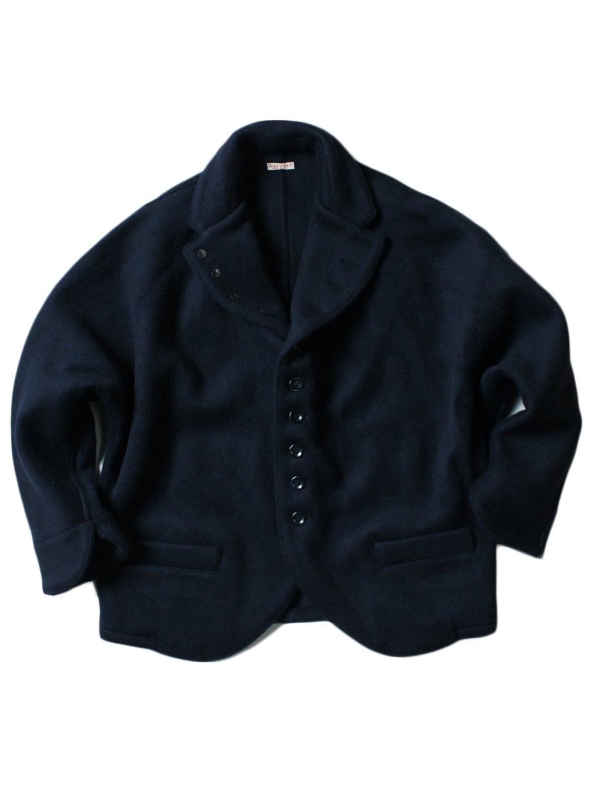 Kapital Shaggy Melton Wool Dolman Sleeve Jacket - Navy | Garmentory