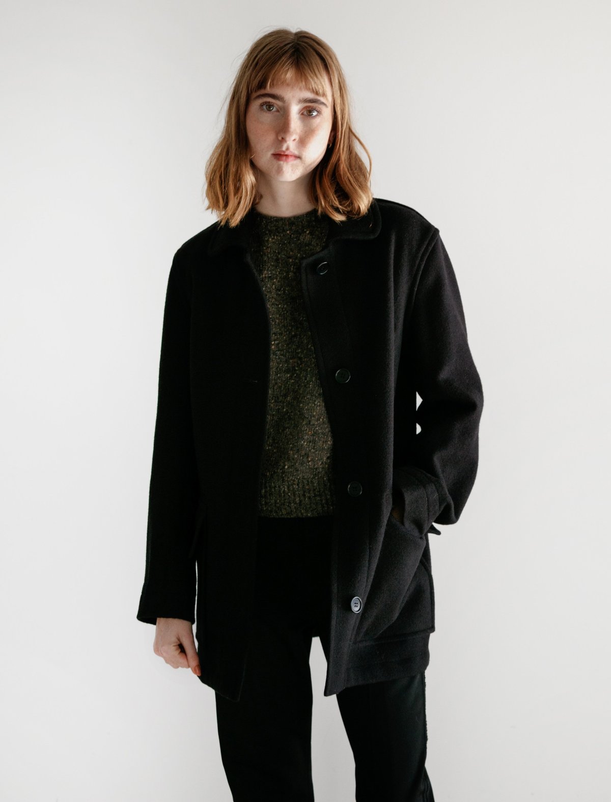 Margaret Howell Worker Military Melton Coat - Midnight | Garmentory