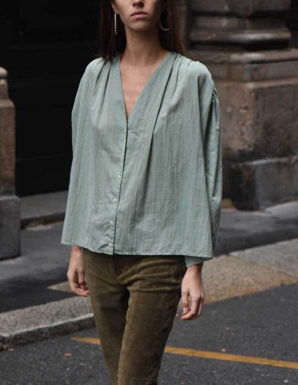 Son Trava Pavlik Cotton Shirt - sage green | Garmentory