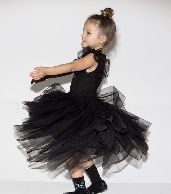 KIDS Nununu Embroidered Tutu Dress - BLACK