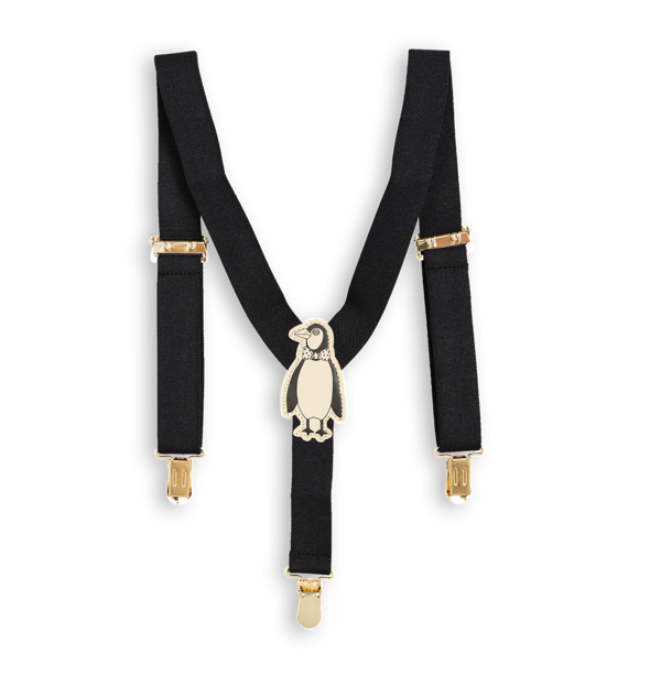 KIDS Mini Rodini Penguin Braces Suspenders - BLACK KIDS Mini Rodini Penguin Braces Suspenders - BLACK