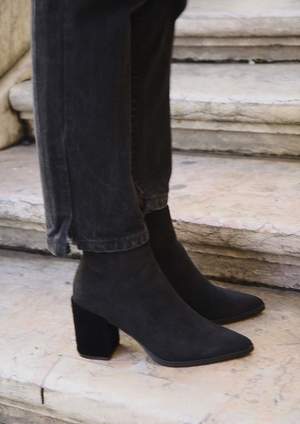 Truffle Textured Heel Boots - Black Truffle Textured Heel Boots - Black