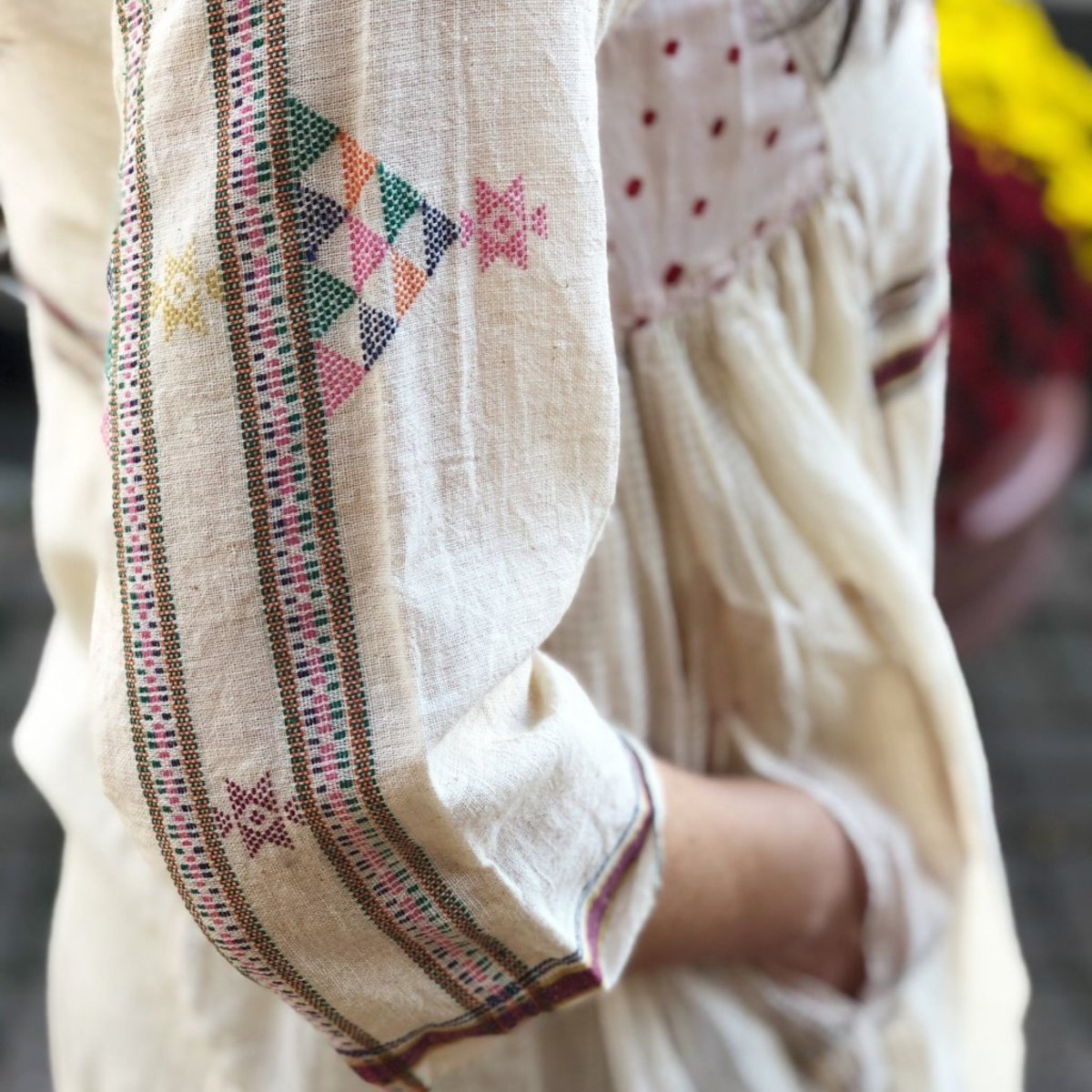 Injiri Handwoven Embroidered Patchwork Dress | Garmentory Injiri Handwoven Embroidered Patchwork Dress | Garmentory