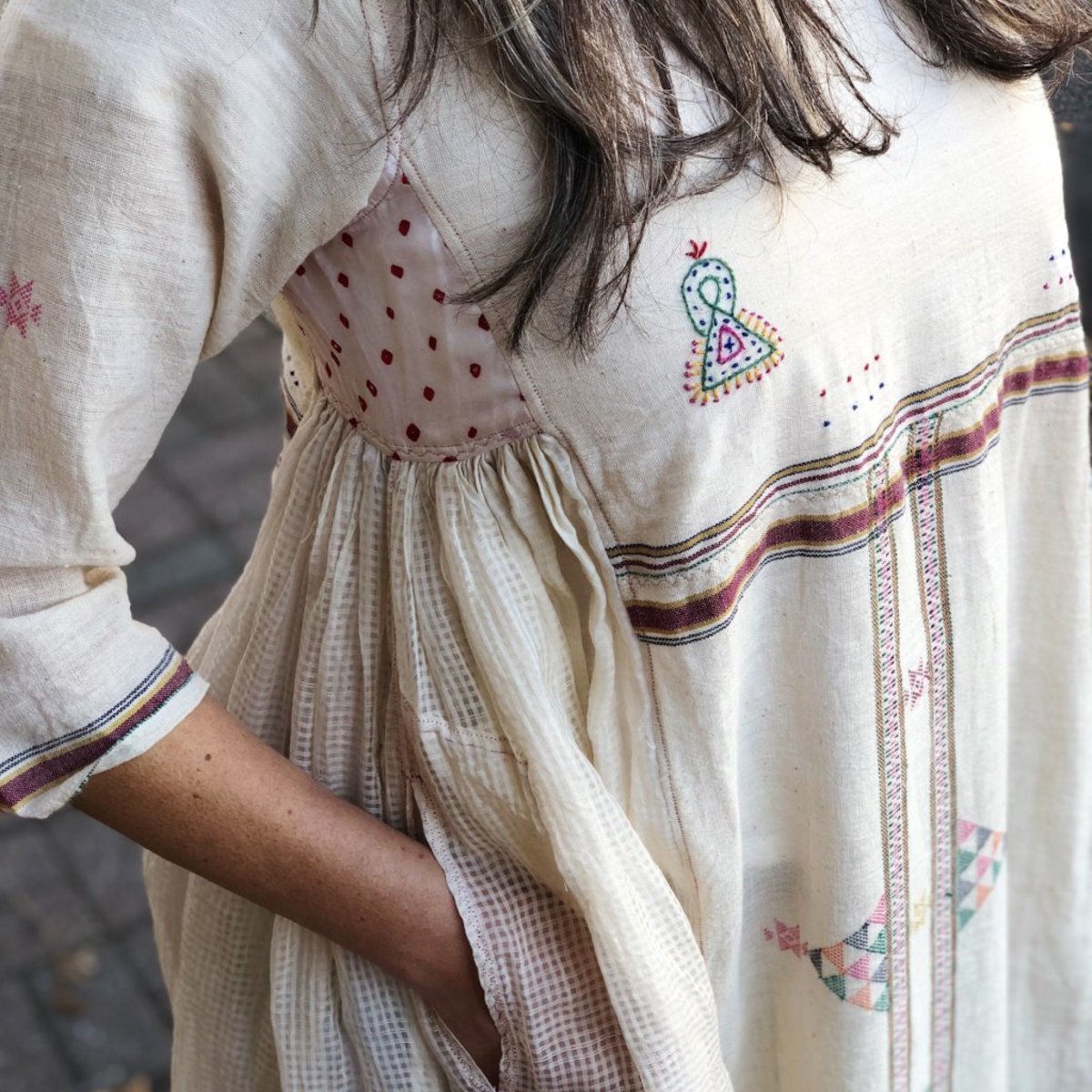 Injiri Handwoven Embroidered Patchwork Dress | Garmentory