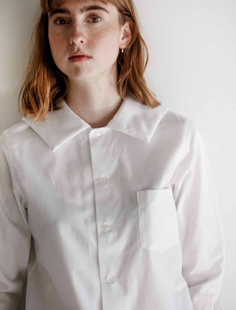 Comme des Garçons Padded Sailor Collar Shirt - White Comme des Garçons Padded Sailor Collar Shirt - White