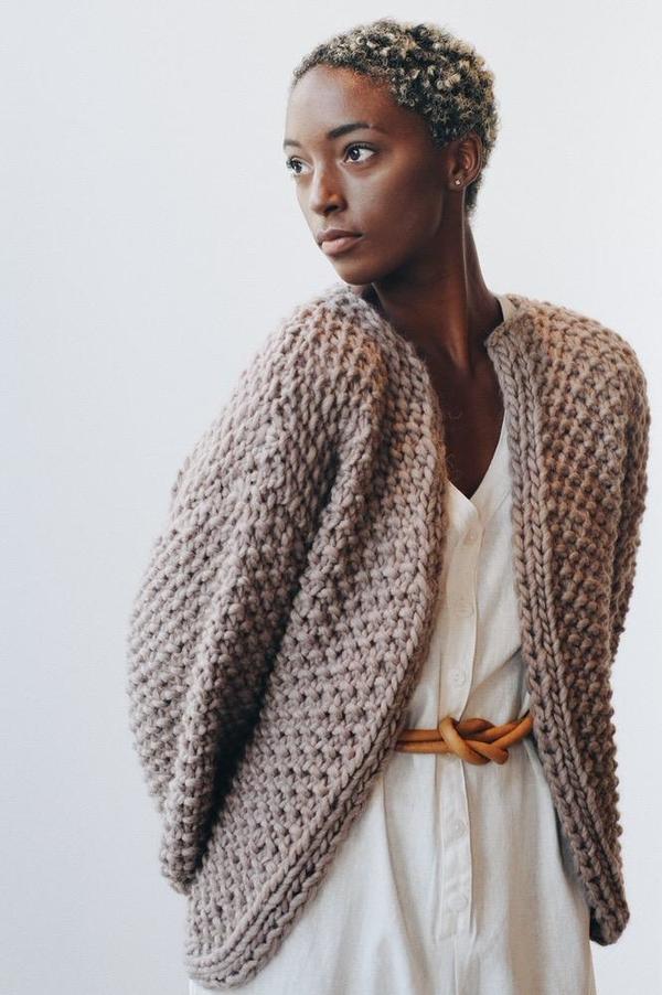 Maiami｜MERINO PEARL PATTERN CARDIGAN Maiami Pearl Pattern Cardigan - Greige | Garmentory