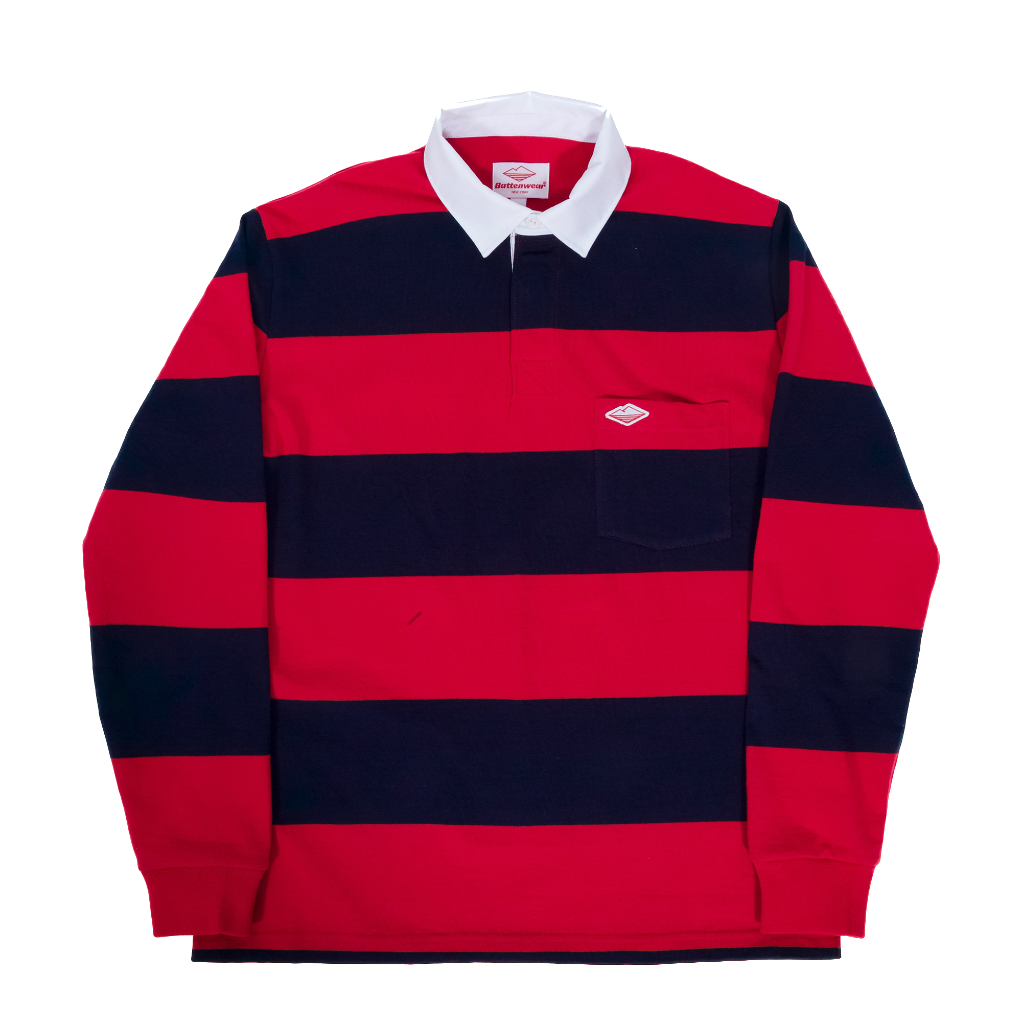 Unisex Battenwear Pocket Rugby Shirt Navy/Dark Red Garmentory