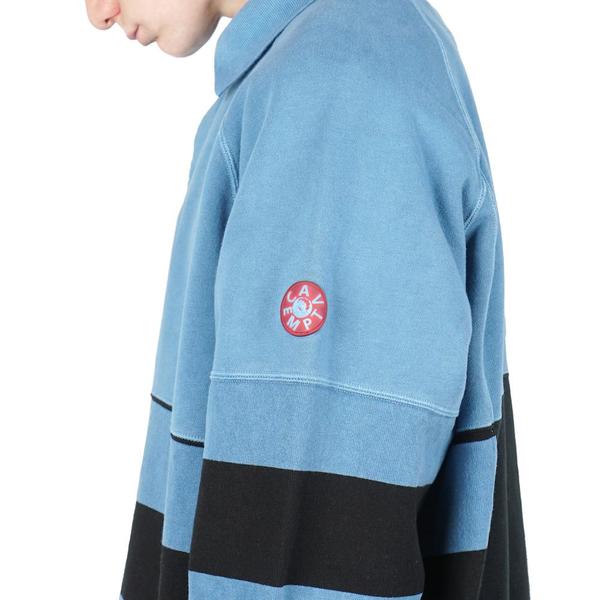 Cav Empt STRIPE COLLARED SWEAT - BLUE | Garmentory