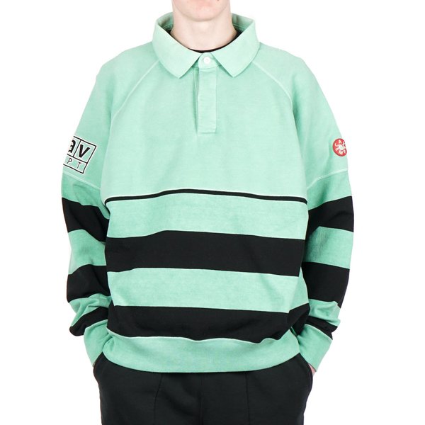 Cav Empt STRIPE COLLARED SWEAT - GREEN | Garmentory