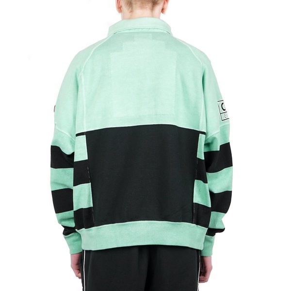 Cav Empt STRIPE COLLARED SWEAT - GREEN | Garmentory
