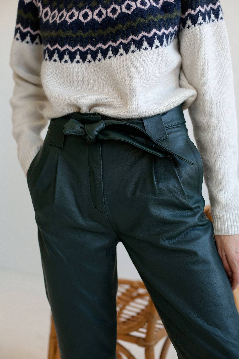 Just Female Sago Leather Trousers 
