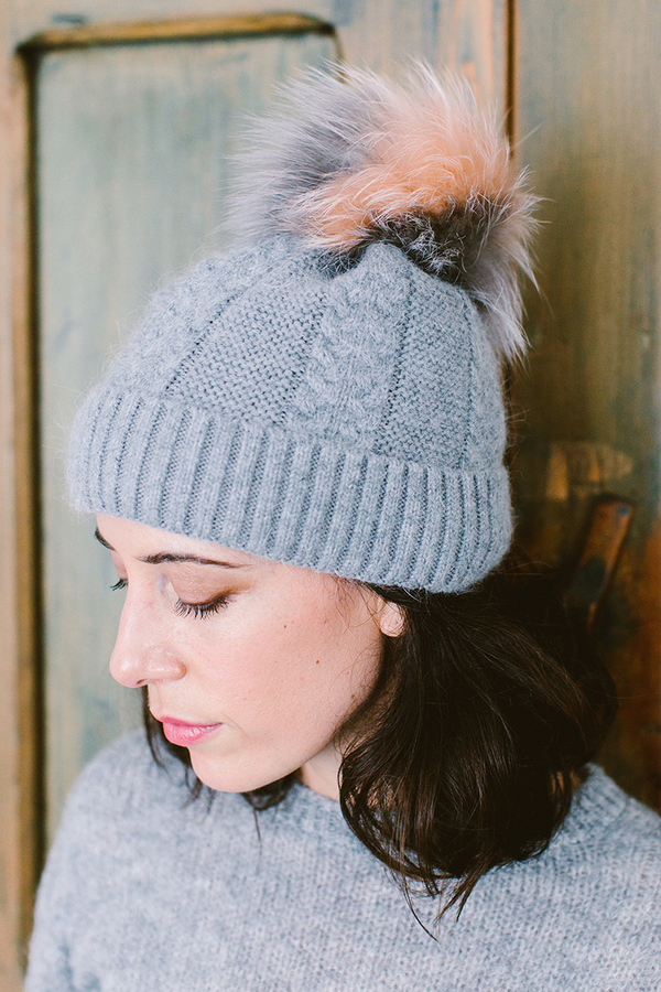 Linda Richards Fur PomPom Hat - Grey | Garmentory