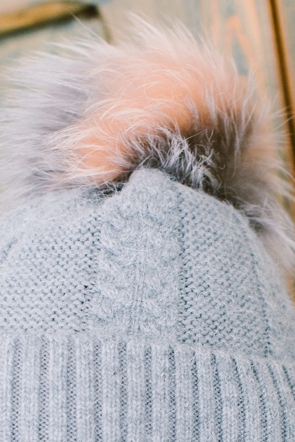 Linda Richards Fur PomPom Hat - Grey | Garmentory display picture 1