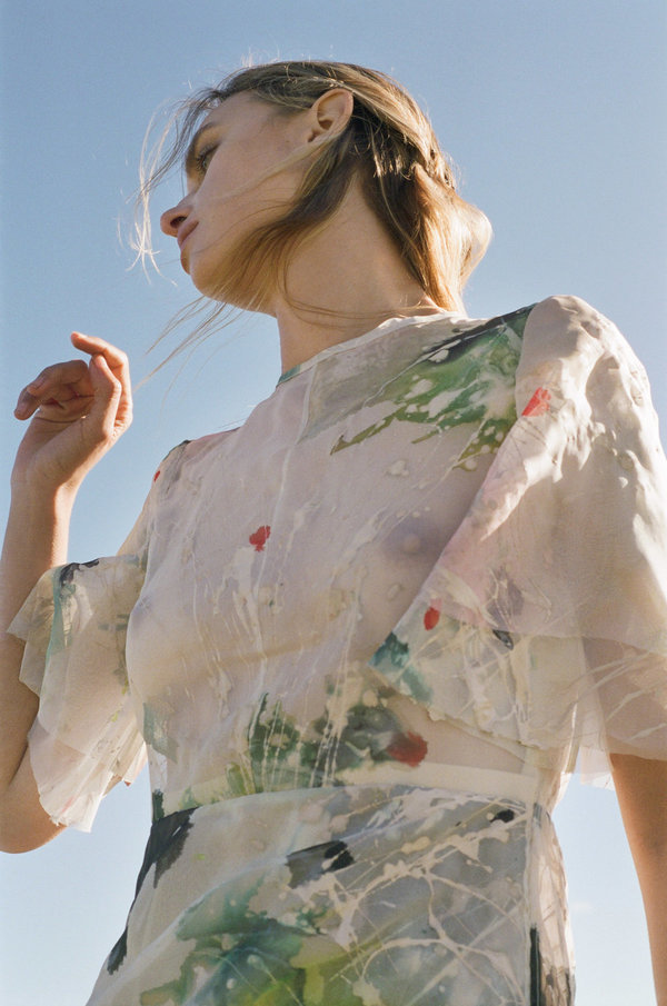open lace back dress Organza hand painted frock dress – NandniStudio