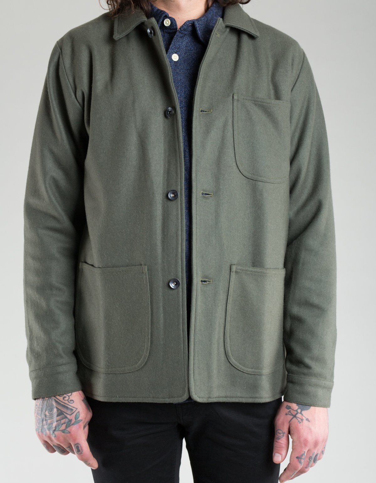 Native North Wool Utility Jacket Off Green Garmentory