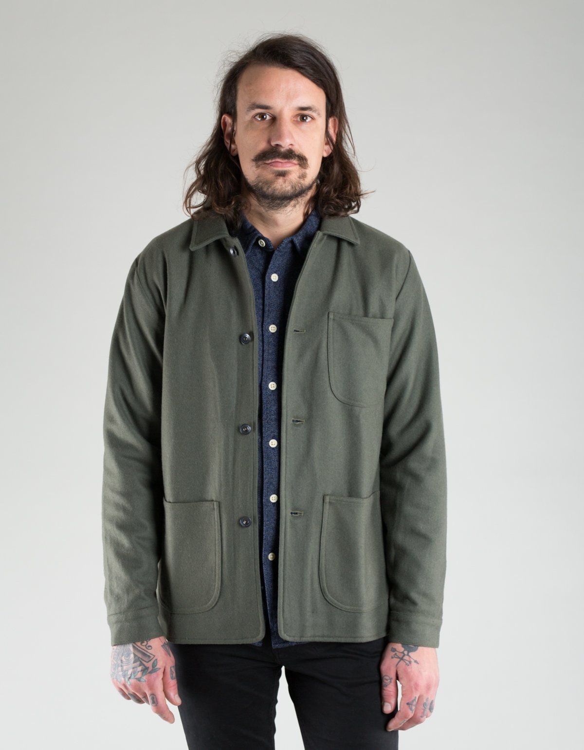 Native North Wool Utility Jacket Off Green Garmentory
