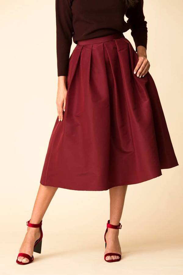 silk faille midi skirt
