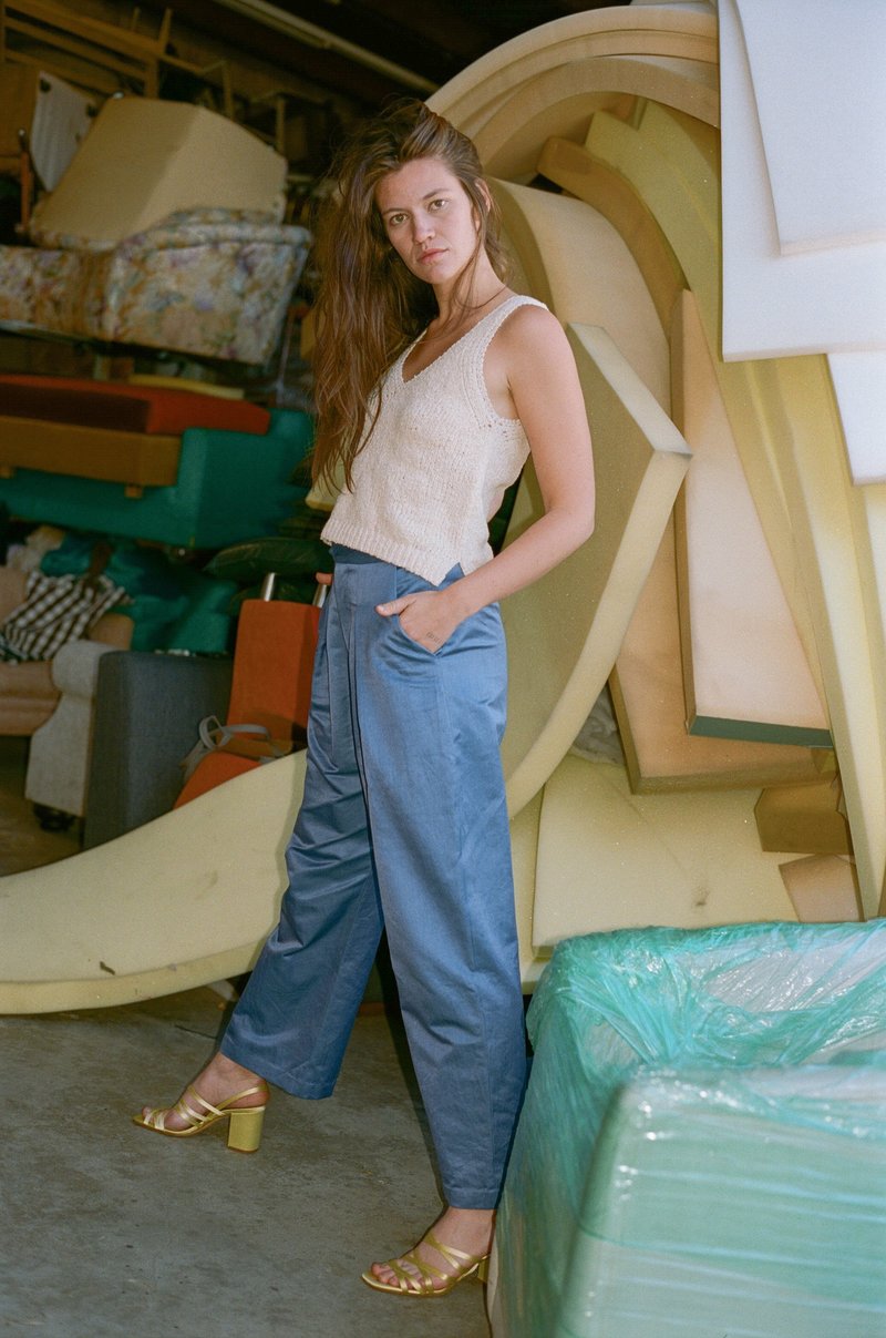 100% SILK Cintemani Suit Trouser - Blue