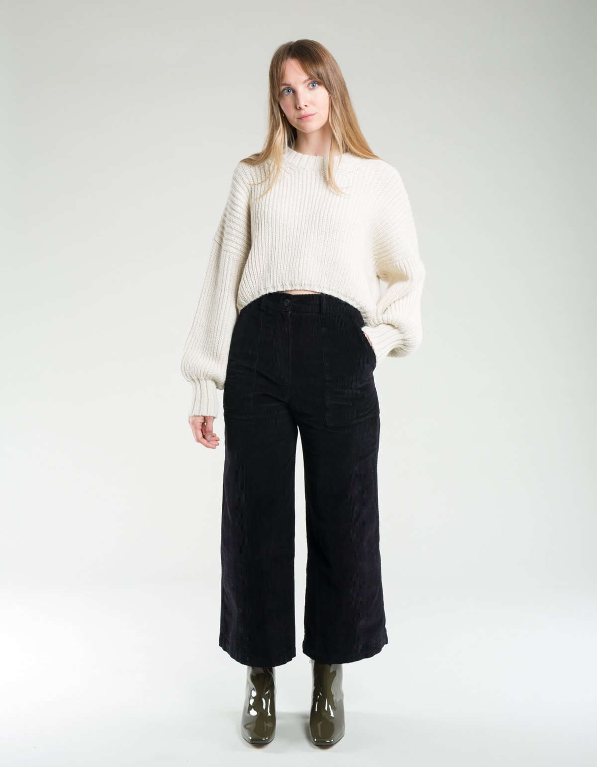 First Rite Crop Crew Sweater - Natural 