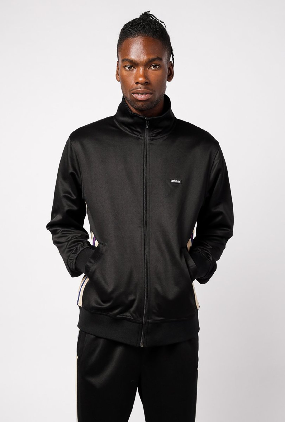 Stussy Textured Rib Track Jacket - Black | Garmentory