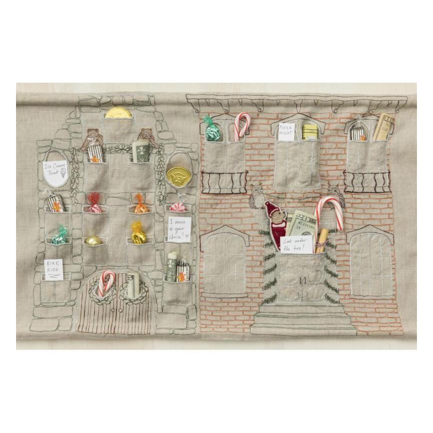 Kids Coral and Tusk Embroidered Advent Calendar Wall Hanging Garmentory
