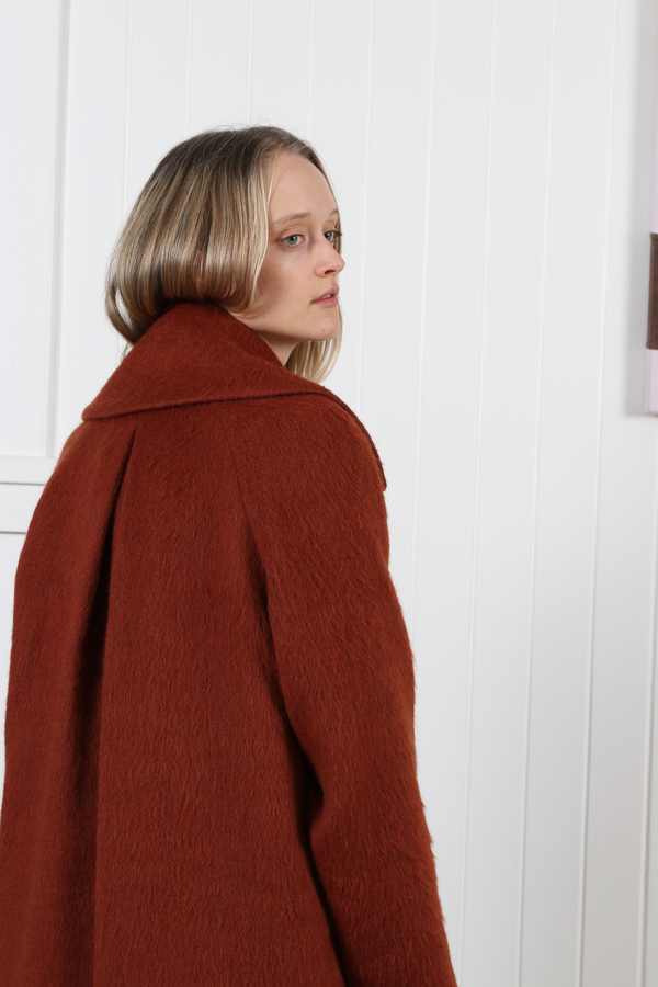 rust wool coat womens
